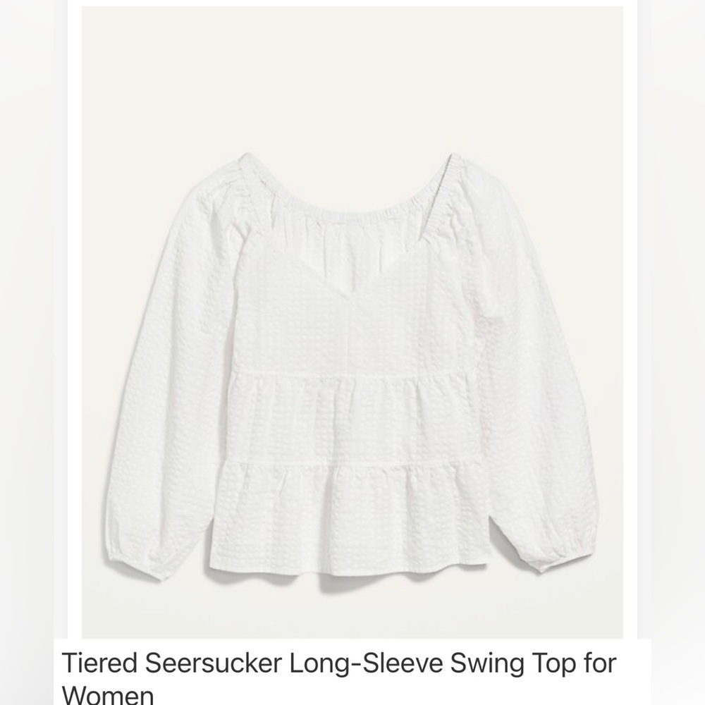 Tiered Seersucker Long-Sleeve Swing Top for Women Olf Navy 3X brand new